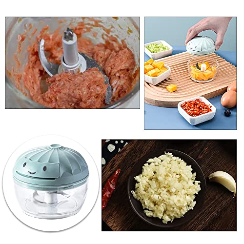 Manual Food Chopper Stainless Steel Blades Hand Chopper Pull String Hand Food Shredder for Vegetable Onions Meat Garlics Chopper