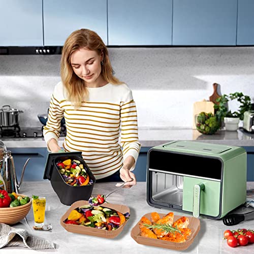 Air Fryer Liners for Ninja Air Fryer Dual-100pcs Disposable Ninja Dual Foodi Air Fryer Accessories Rectangle Paper Liners Baking Dual Air Fryer P