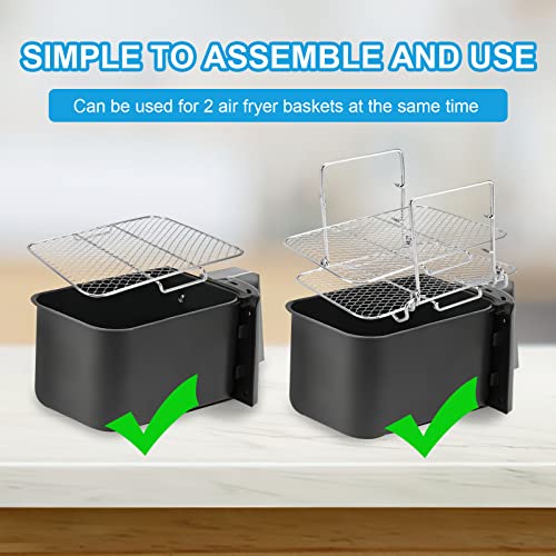 Air Fryer Rack for Ninja Dual Air Fryer, Luckits 3 Floors Dehydrator Rack 304 Stainless Steel Multifunctional Air Fryer Accessories Compatible wi