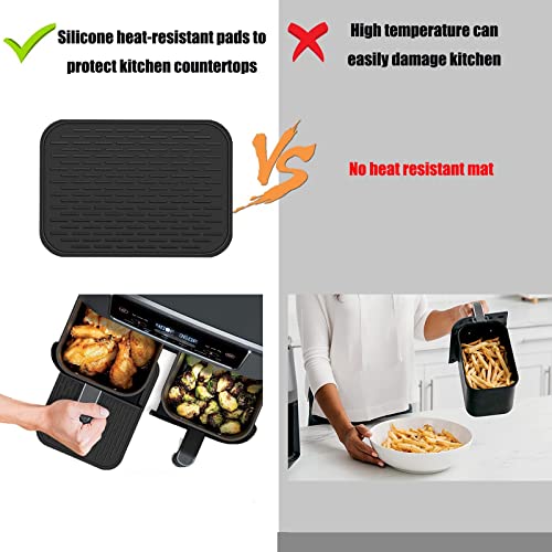 Heat Resistant Mat Compatible with Ninja AF300UK DZ201 Dual Air Fryer Gekufa Silicone Air Fryer Heat Mat Air Fryer Accessories with Oil Brush