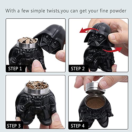 Star Wars Herb Grinder ,Darth Vader Grinder, 3piece Zinc Alloy Metal Grinder for Dry Herb and Spice