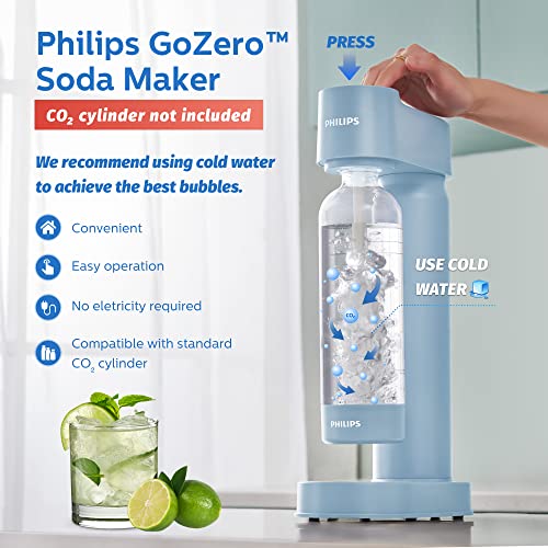 Philips Sparkling Water Maker Soda Maker Machine for Home Carbonating with BPA free PET 1L Carbonating Bottle, Compatible with Any Screw-in 60L C