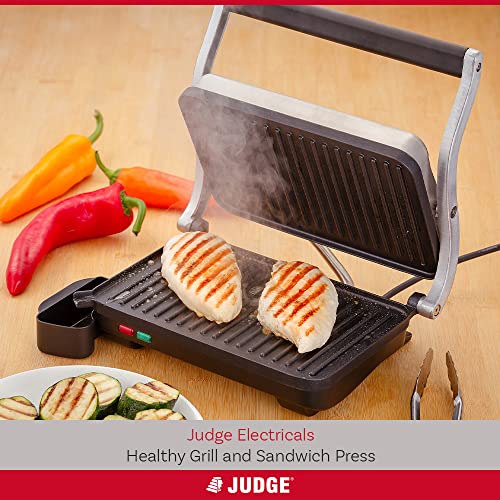 Judge JEA68 Healthy Grill and Sandwich Press with Non-Stick Griddle Plates, 1000W Gift Boxed – 2 Year Guarantee