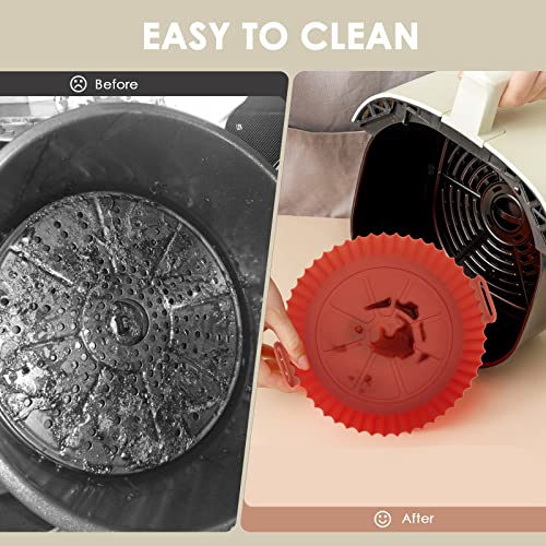 2 Pack Air Fryer Liners for Ninja Air Fryer Dual,Air Fryer Liners Reusable,Silicone Round,Air Fryer Replacement Basket,Dishwasher Safe,Non Stick,