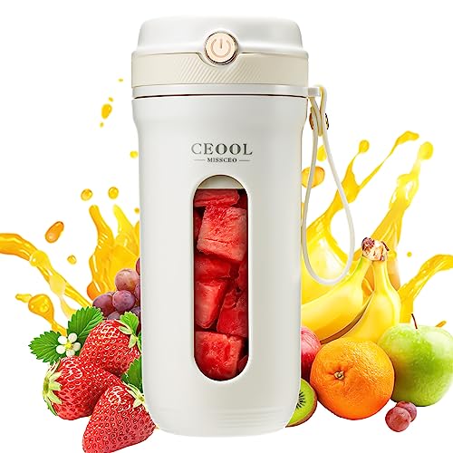 Auniq Portable Blender, 350ML Personal Blender 10 Blades Electric Fruit Mixer Dual Battery 3000mAh Portable Juicer Cup Mini Travel Blender Rechar