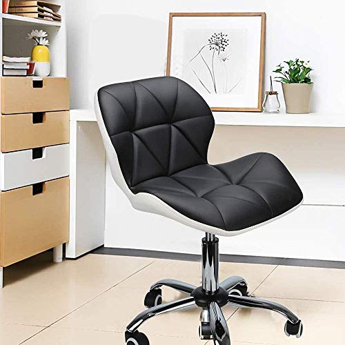 RZiioo Office Chair, PU Leather Desk Chair for Home Adjustable Height Swivel Chair Comfy Padded Computer Chair with Chrome Base Home Office Furni