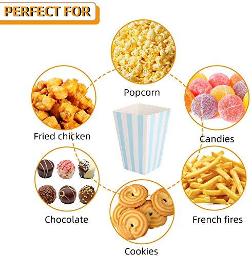 JAVOUKA 20 x Popcorn Bags, Paper Bags, Popcorn Boxes for Party Snacks, Sweets, Popcorn and Gifts Bags - Blue + Pink