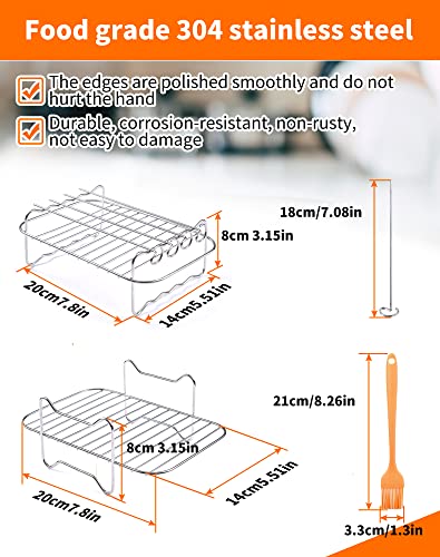 Air Fryer Rack 7Pcs Compatible with Ninja Food Dual Zone Air Fryer AF300UK AF400UK Layered Dehydrator Racks with 4 Skewers Air Fryer Accessories