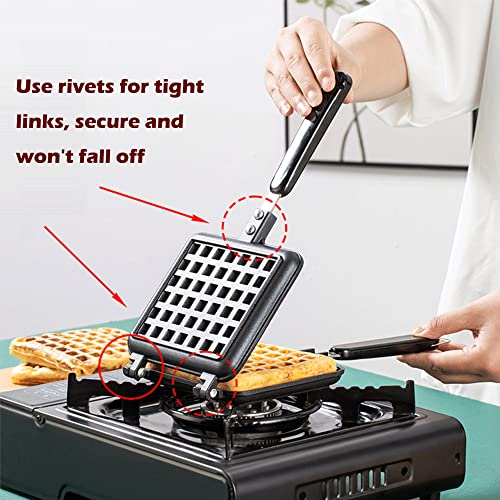 JIAMIAN Waffle Maker, Waffle Baking Pan Bakeware, Stove Top Waffle Iron Plates, Die-Cast Aluminium Waffle Maker, with Non-Stick Interior Coating,
