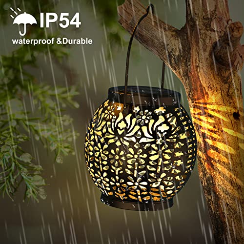 2 Pack Solar Lanterns for The Garden - Outdoor Hanging Garden Solar Lights, IP54 Waterproof, Long Working Time, Vintage Garden