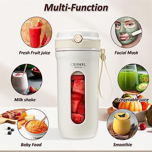 Auniq Portable Blender, 350ML Personal Blender 10 Blades Electric Fruit Mixer Dual Battery 3000mAh Portable Juicer Cup Mini Travel Blender Rechar