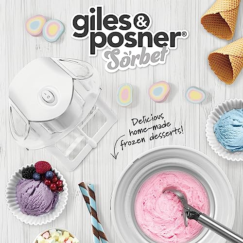 Giles & Posner EK5014GSBL Ice Cream Maker - Electric Frozen Yoghurt Sorbet Churner, 500ml Quick Freeze Bowl, Home-Made Ice Cream In 30 Minutes, D