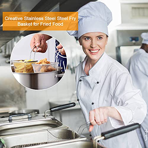 DURANTEY 8 PCS Chip Serving Frying Baskets Mini Chip Baskets Stainless Steel Chip Serving Basket Fried Baskets Serving Fry Baskets Food Presentat