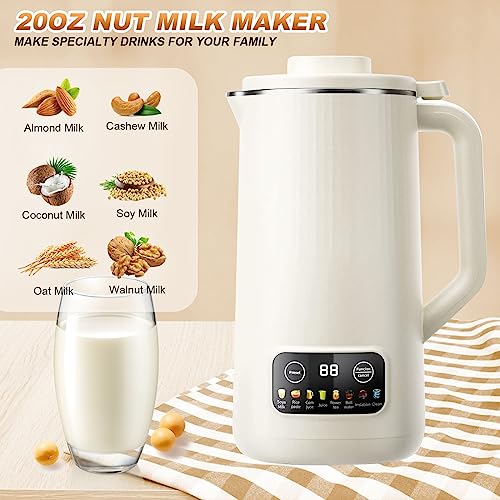 Nut Milk Maker Machine - 20 oz Multi Automatic Almond Milk Machine with 10 Blades, Homemade Almond, Oat, Soy, Etc Grain, Soy Milk Maker Machine w