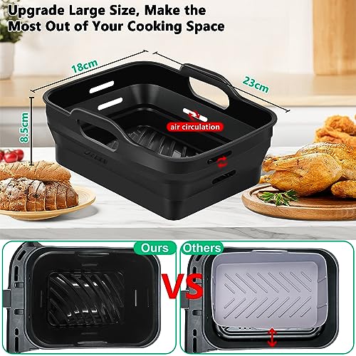 moleath Large Size Silicone Air Fryer Liners, 6PCS Dual Air Fryer Accessories Compatible for Ninja Foodi MAX AF400UK, AF451UK 9.5l, AF500UK 10.4L