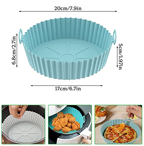 2 Pack Air Fryer Liners for Ninja Air Fryer Dual,Air Fryer Liners Reusable,Silicone Round,Air Fryer Replacement Basket,Dishwasher Safe,Non Stick,