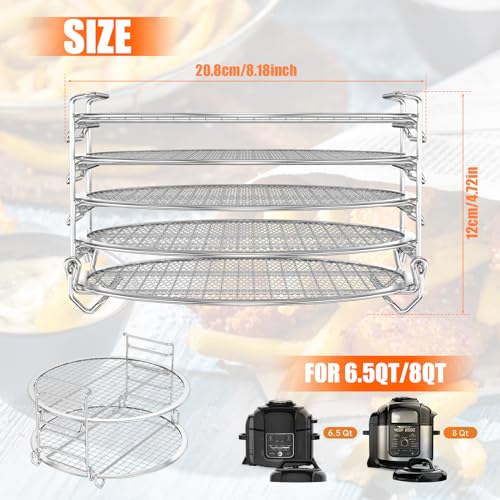 Air Fryer Rack Compatible with Ninja Foodi 8Qt Stainless Steel 8.5inch Dehydrator Stand 5 Layers Stackable Dehydrating Rack Grill for Air Fryer O