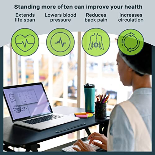 TechOrbits Standing Desk Converter - 32 Inch Adjustable Sit to Stand Up Desk Workstation, Particle Board, Dual Monitor Desk Riser with Keyboard T