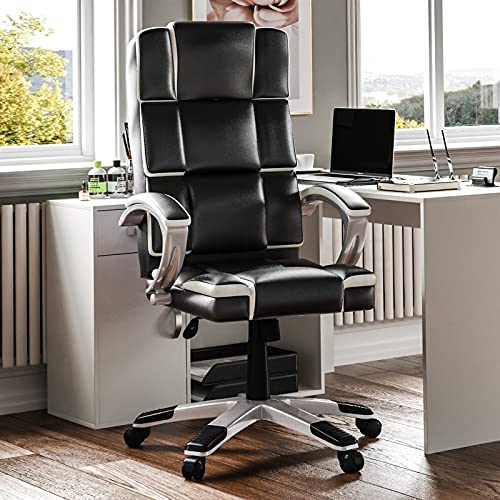 PY Office Chair Executive Office Chair Computer Home Gaming Swivel Adjustable Leather Wheels