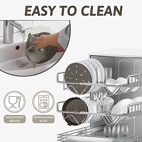 tannac Air Fryer Liner, 8.5 Inch~10 Inch Reusable Silicone Air Fryer Pot,Non-Stick Oil Filter Design 100% Food-Grade Kitchen Mat, 22cm Large Repl