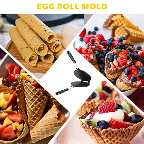 Dyna-Living Non-Stick Egg Roll Waffle Cone Machine Ice Cream Cone Maker Cooking Tools with Heat-Insulation Handle for House Commercial Homemade D