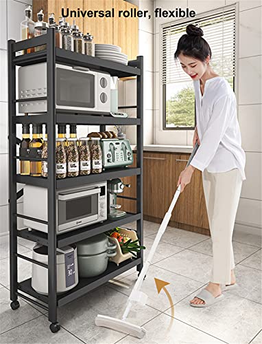 JHKGY 5-Tier Storage Shelving Unit Metal Shelf, Foldable Shelves with Wheels Storage Shelving Unit,Organizers Rolling Cart Display Wire Rack,for