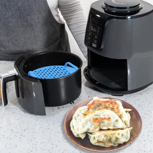 Air Fryer Liners Reusable, 7inch Silicone Air Fryer Liner with Handle, Round Silicon Air Fry Liner,Non-Stick Air Fryer Silicone Liners Mats,Heat