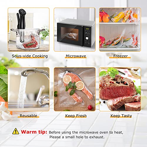 FRESKO Vacuum Sealer Bags 15x25cm/100pcs, Textured Vacuum Food Sealer Bag Thick Embossed Bags, Designed for Sous Vide Cooking and Food Storage |