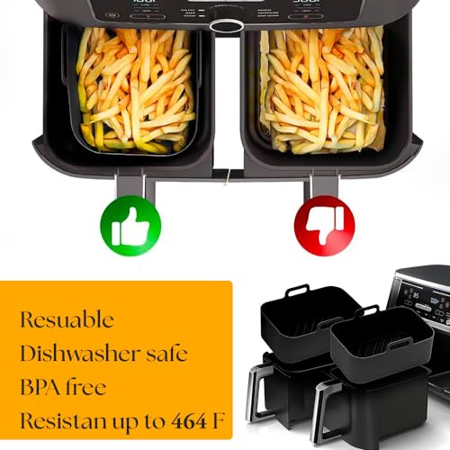 Get The Trend Silicone Air Fryer Liner - 2PCS Airfryer Liners for Ninja Dual Air Fryer, Ninja Air Fryer Accessories, Air Fryer Silicone Liner Air