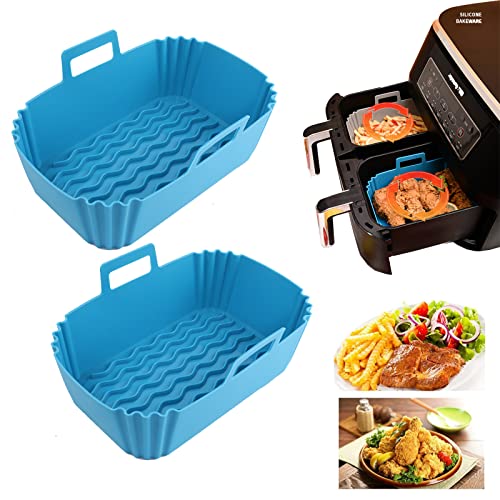 Silicone Air Fryer Liners for Ninja Dual Air Fryer, Reusable Air Fryer Silicone Liner for Ninja Air Fryer Accessories, Air Fryer Basket Airfryer