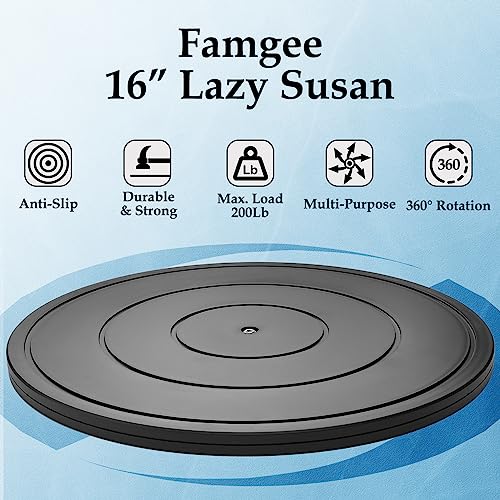 Famgee 16 Inch Lazy Susan Turntable Heavy Duty Rotating Swivel Stand Lazy Susan with Steel Ball Bearings for Flat Panel Monitors, Computer, TV, S