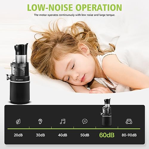 Juicer Machines, Aobosi Slow Masticating Juicer with 8CM Large Feed Chute, Cold Press Juicers for Whole Fruit and Vegetable with Easy to Clean Br