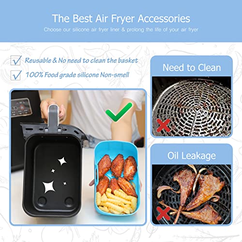 CUTIECLUB Silicone Pot for Ninja Foodi AF300UK, AF400UK & 7.6L-9.5L or Larger Dual Air Fryer, Food Safe Reusable Air Fryer Liner Basket Rectangle