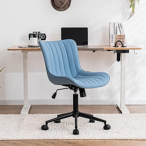 Kidol & Shellder Home Office Chair Swivel Armless Desk Chair Faux Leather Upholstered Office Computer Chair Modern Swivel Rocking Desk Chairs wit