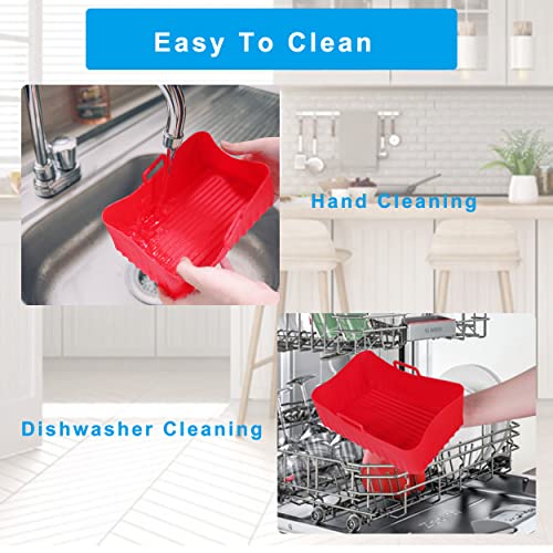 ANX Silicone Air Fryer Liners (2-Pack) for Ninja AF300UK & AF400UK | 2PCS Silicone Mitts & Kitchen Tongs for Reusable Dual Air Fryer Liner | Air