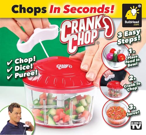 Crank Chop Food Chopper and Processor Original - Chop Dice Puree Vegetables Onions Tomatoes Garlic Meats and Nuts in Just Seconds for Delicious M