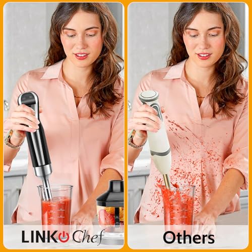 LINKChef Hand Blender, 4 in 1 800W Scratch Resistant Electric Immersion Blender Set, LED Touch Display with Storage Holder, Stick Mixer Blender w