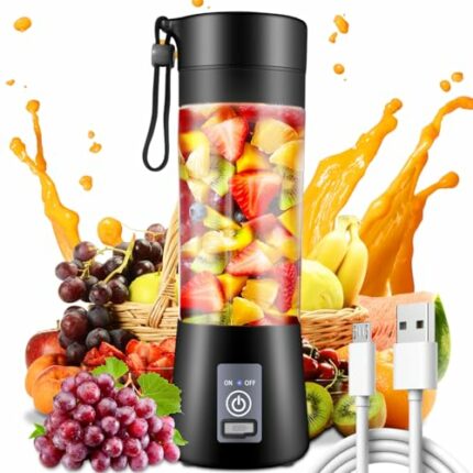 YurDoca Portable Blender, Mini Blender for Shakes and Smoothies, Personal Size Blenders with Rechargeable USB, 380Ml Traveling Fruit Veggie Juice