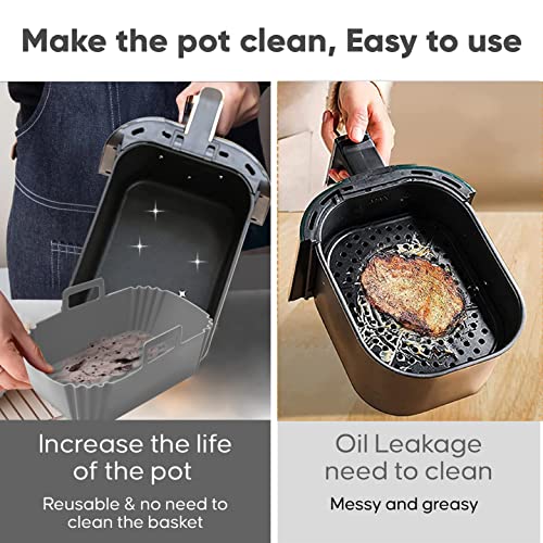 Silicone Pot for Ninja Dual Air Fryer - Set of 2 | Silicone Air Fryer Liners Reusable for Double Air Fryer, Dual Air Fryer Basket | Ninja Air Fry