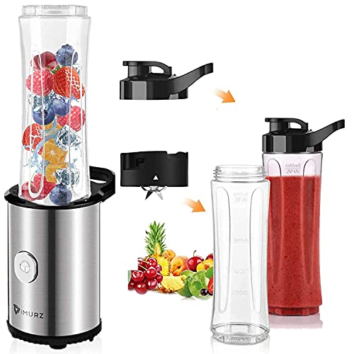 Personal Blender Smoothies Maker with 2 x 600ml Tritan Blending Bottles for Smoothie, Milkshake, Fruit Vegetables Drinks,350W