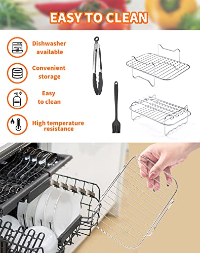 Air Fryer Rack 10Pcs Compatible with Ninja Dual Zone Air Fryer AF300UK AF400UK Layered Dehydrator Racks 304 Stainless Steel Air Fryer Accessories