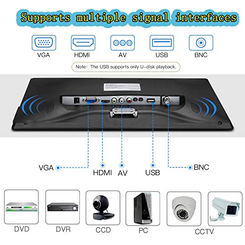 Upinva 19 inch Multi-Touch Professional HDMI Monitor CCTV LCD Display Surveillance Touchscreen Camera PC Mobile Monitor Multifunction BNC/VGA/AV/