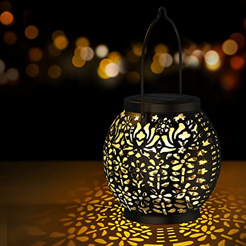 2 Pack Solar Lanterns for The Garden - Outdoor Hanging Garden Solar Lights, IP54 Waterproof, Long Working Time, Vintage Garden