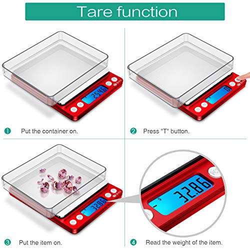 ORIA Pocket Scale, Mini Jewelry Scale, Digital Kitchen Scales with Backlit, 2 Trays, Tare and PCS Features, 500g/0.01g Portable Cooking Food Scal