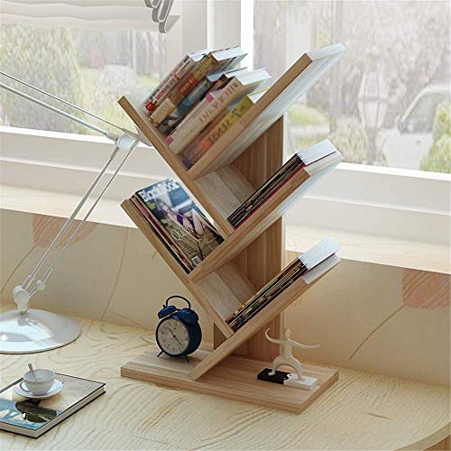 JJZXD 4-Tier Bookcase Tree Bookshelf Book Rack Display Storage Magazine Rack, for Books, Magazines, CDs and Photo, for Living Room, Home Office