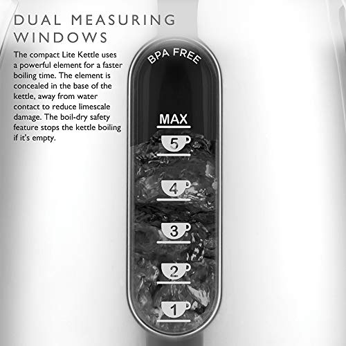 Dualit Lite Kettle - 1.5L Jug Kettle - Polished with Black Trim, High Gloss Finish - Fast Boiling Kettle by Dualit - 72010