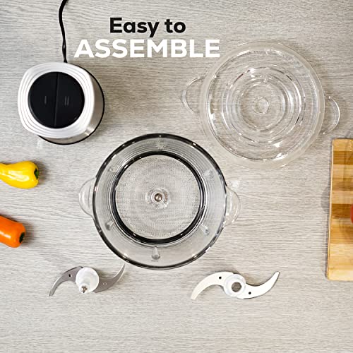 Nyra Electric Food Processor/ Food Chopper- Dual speed, 4 Blades, 350 Watt - 2 Liter Glass Bowl - Meat Grinder Fruits And Vegetable Chopper 1 Yea