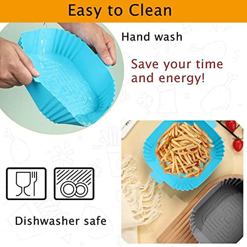 Silicone Air Fryer Liners, 2Pack Square Air Fryer Silicone Basket Tray Airfryer Accessories Reusable Air Fryer Accessories Air Fryer Liners for T