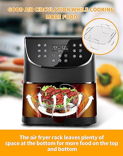Air Fryer Rack for COSORI Air Fryer 5.5L Square Air Fryer Basket 304 Stainless Steel Dehydrator Rack Air Fryer Accessories Compatible with Instan