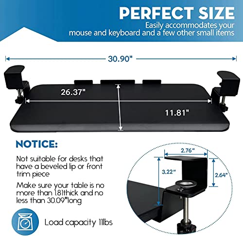 SONMINDRC Keyboard Tray Under Desk,Sturdy C Clamp Mount System,26.3" x 11" Slide-Out Computer Keyboard Drawer,Fits Full Size Keyboard and Mouse,f